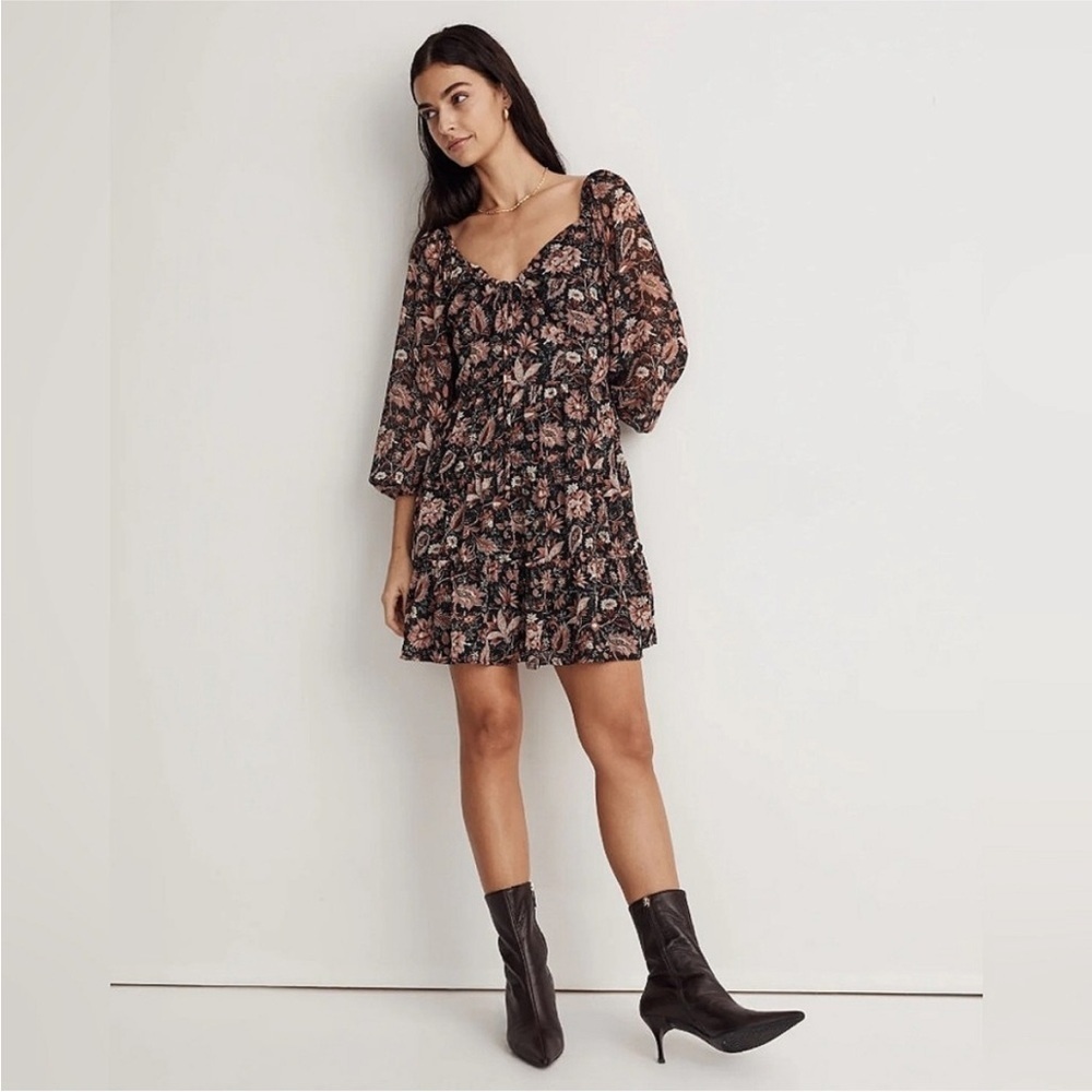 Madewell Amalia Tiered Mini Dress in Pampas Blooms Sz 6